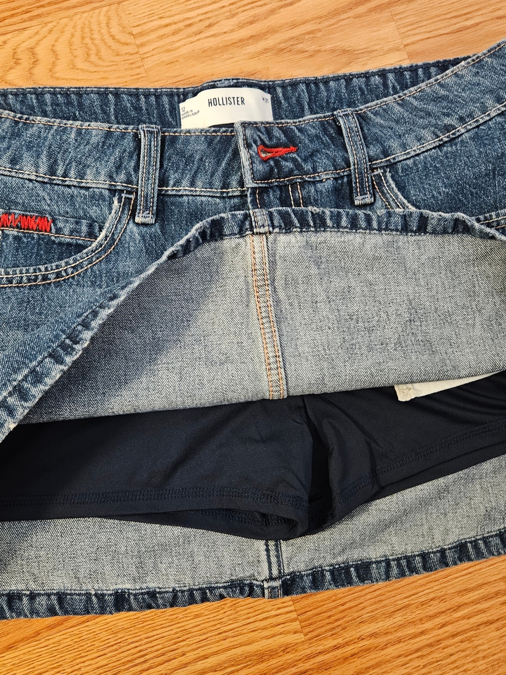 Hollister Blue Denim Mini Skort - Picture 3 of 5